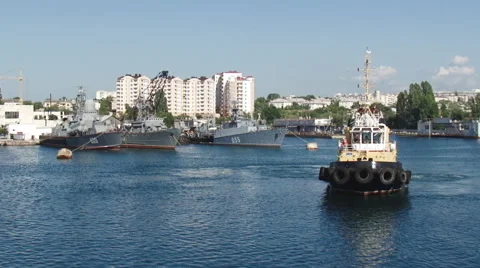 Shipyard Fleet warships Stock Footage 52444084