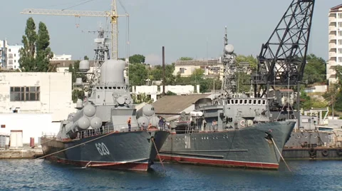Shipyard Fleet warships Stock Footage 52444250