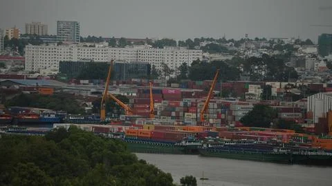 Shipyard hcmc. River logistics. Stock Photos