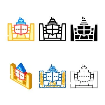 Shipyard manufacturing diversity process color icon vector Stock Illustration