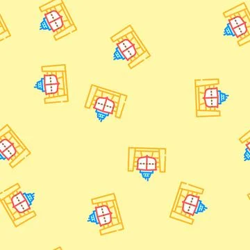 Shipyard manufacturing process vector seamless pattern イラスト素材
