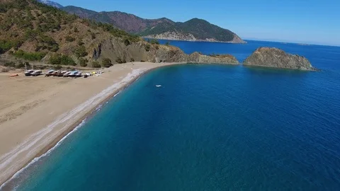 SHIPYARD, NATURAL COVES, BLUE SKY AND SEA Video stock 110752656