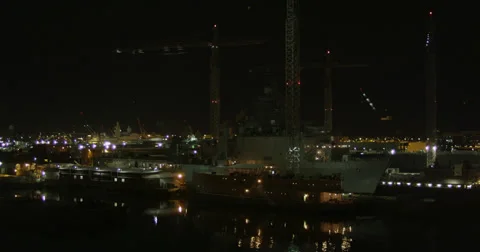 Shipyard at Night Stock Footage 30438338