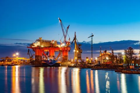 Shipyard at night Stock Photos