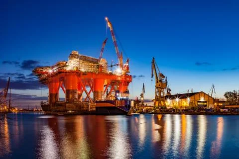 Shipyard at night Stock Photos