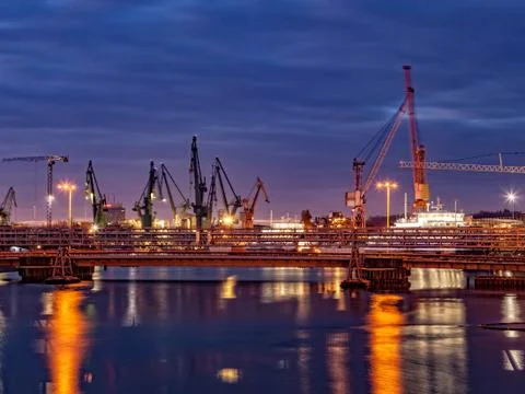 Shipyard at night Stock Photos