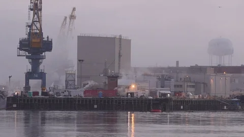 Shipyard pan 2 Stock Footage 91362713