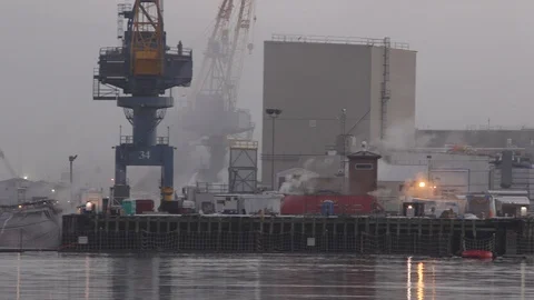 Shipyard pan close Stock Footage 91362786