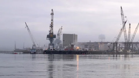 Shipyard pan Stock Footage 91362782