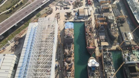 Shipyard port drone shot Stock Footage 239271978