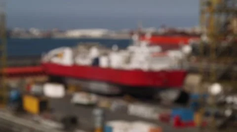 Shipyard With Ship In Dry Dock Video stock 63988622