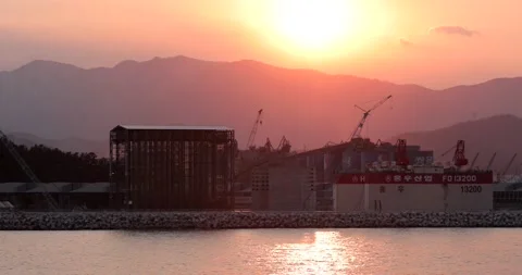 Shipyard in South Korea. Vídeos de archivo 218360378