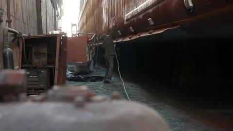 Shipyard,factory,exclusive,vessel reconstruction Stock Footage 87086435