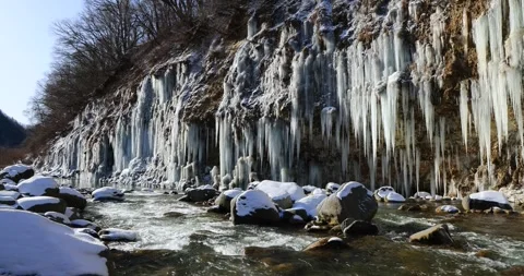Shirakawa Icicles a stunning winter view in Nagano Japan Stock Footage 337451352
