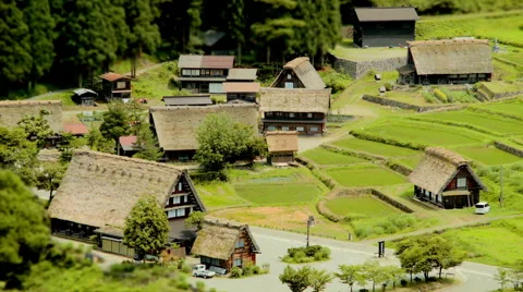 Shirakawa Tilt Shift Time Lapse Mini Village 스톡 동영상 54480248