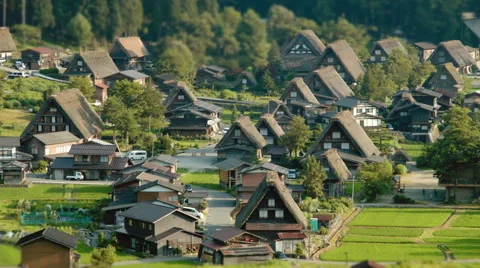 Shirakawa Time Lapse Tilt Shift with People 스톡 동영상 54474787