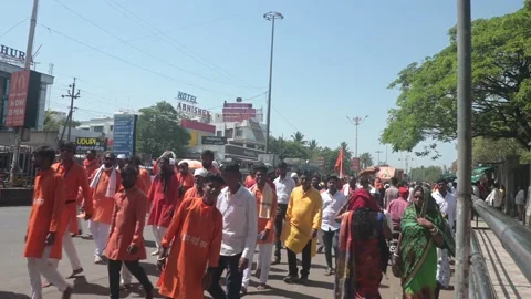 Shirdi  Ram Navami devotees dance Stock Footage 237941775
