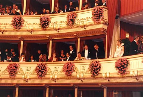Shirley MacLaine and Placido Domingo 1995 Vienna Opera Ball ©Cynthia Daddona Stock Photos