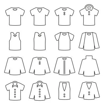 Shirt Icons Thin Line Vector Illustration Set Stock Illustration