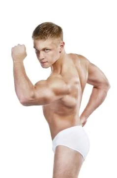 Shirtless bodybuilder posing Stock Photos