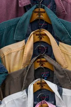Shirts at a shop Stock Photos