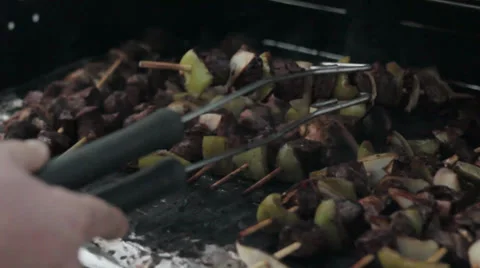 Shish Kabobs' on the Grill (close up) Video stock 35224544