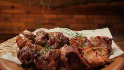 Shish kebab with dill Video stock 139113689