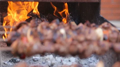 Shish kebab on the grill Stock Footage 59155872