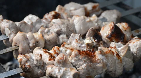 Shish kebab on the grill Stock Footage 62951029
