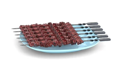 Shish kebab on plate Stock Footage 322996260