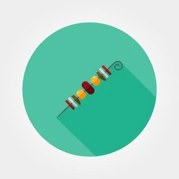 Shish kebab on skewer Stock Illustration