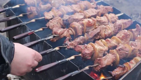 Shish kebabs Stock Footage 2540590