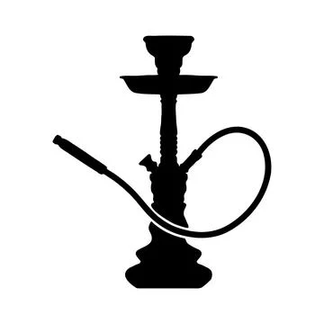 Shisha, hookah black silhouette. Vector hookah illustration isolated on white. Stock Illustration