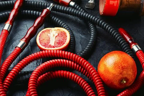 Shisha hookah with orange Stock Photos