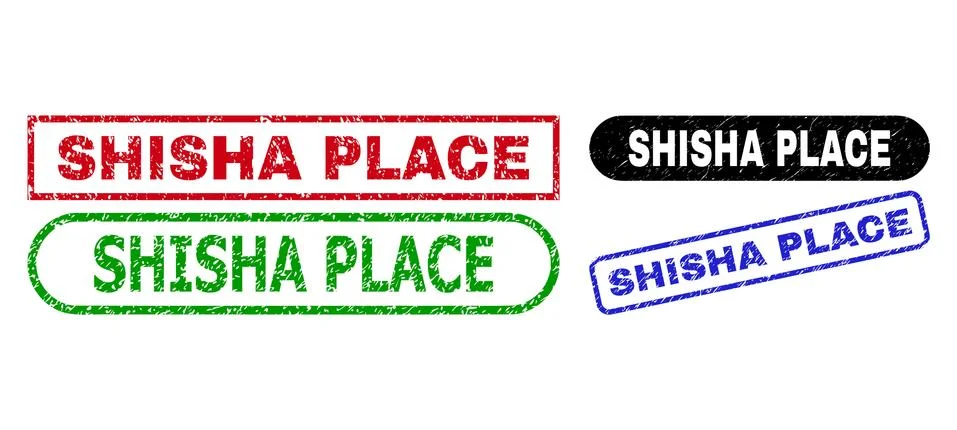 SHISHA PLACE Rectangle Seals Using Rubber Style Illustrazione stock