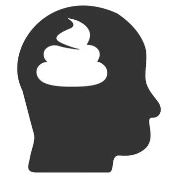 Shit Brain Flat Icon Stock Illustration