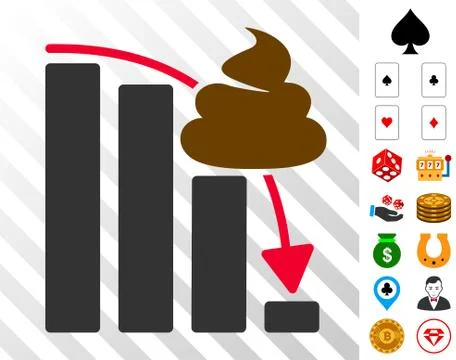 Shit Fall Down Chart Icon with Bonus Stock Illustration