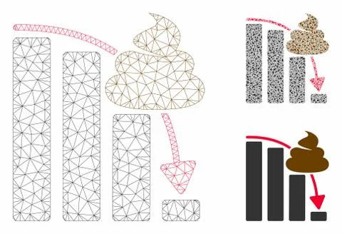 Shit Fall Down Chart Vector Mesh Carcass Model and Triangle Mosaic Icon 库存插图