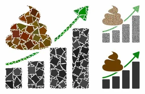 Shit growing chart Composition Icon of Raggy Elements Stock Illustration