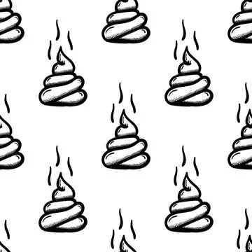 The shit hand drawn sketch. Seamless pattern Stock Illustration