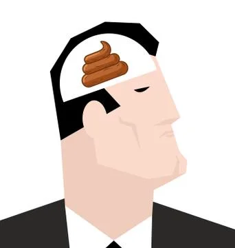 Shit in head. Bad thoughts. Nasty consciousness. Turd in brain. Man and medit Stock Illustration