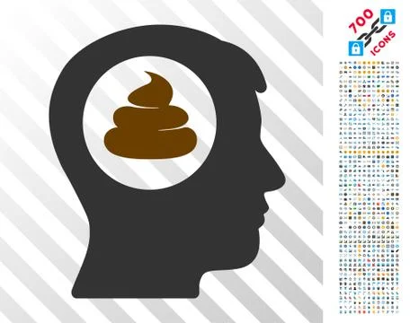 Shit Idea Head Flat Icon with Bonus Stock Illustration
