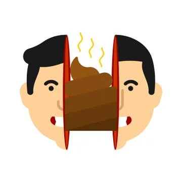 Shit inside head human. Bad thoughts inside head concept. vector illustration Stock Illustration