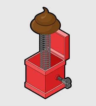 Shit out of prank box. Funny prize Turd. Toy for April Fools Day Stock Illustration