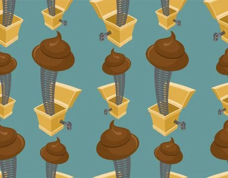 Shit out of prank box pattern seamless. Funny prize Turd background. Toy for  Stock Illustration