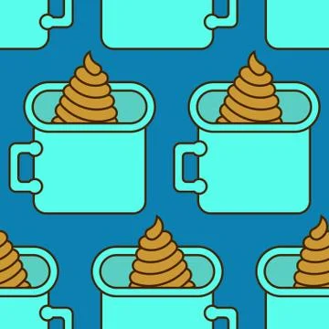 Shit in pot pattern. Poop in boiler ornament. Turd in bowler background Stock Illustration
