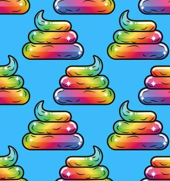 Shit Unicorn background. Magic turd ornament. Rainbow fable poop animal textu Illustrazione stock