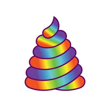Shit Unicorn. large turd Magic animal. Huge magical Poop rainbow Stock Illustration