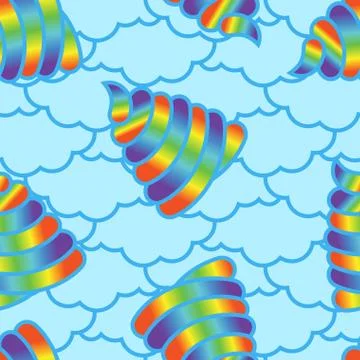 Shit Unicorn pattern. large turd Magic animal ornament. Huge magical Poop rai Stock Illustration