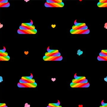 Shit unicorn pattern seamless. Rainbow multicolored turd background. Stock Illustration